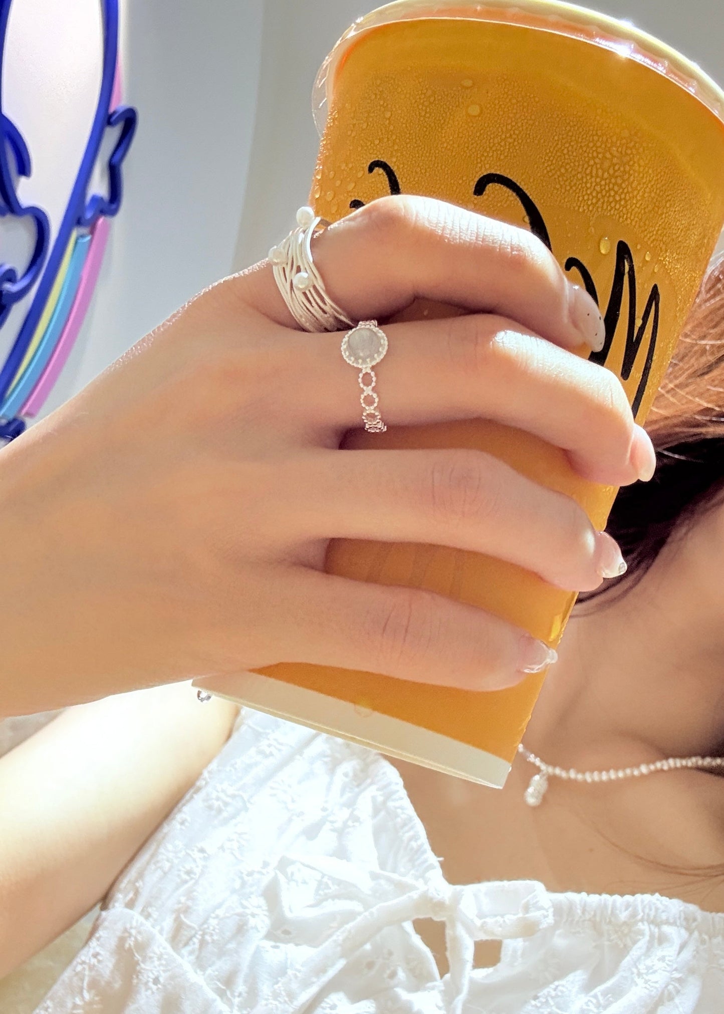 Irregular Multi-layered Metal Pearl Ring