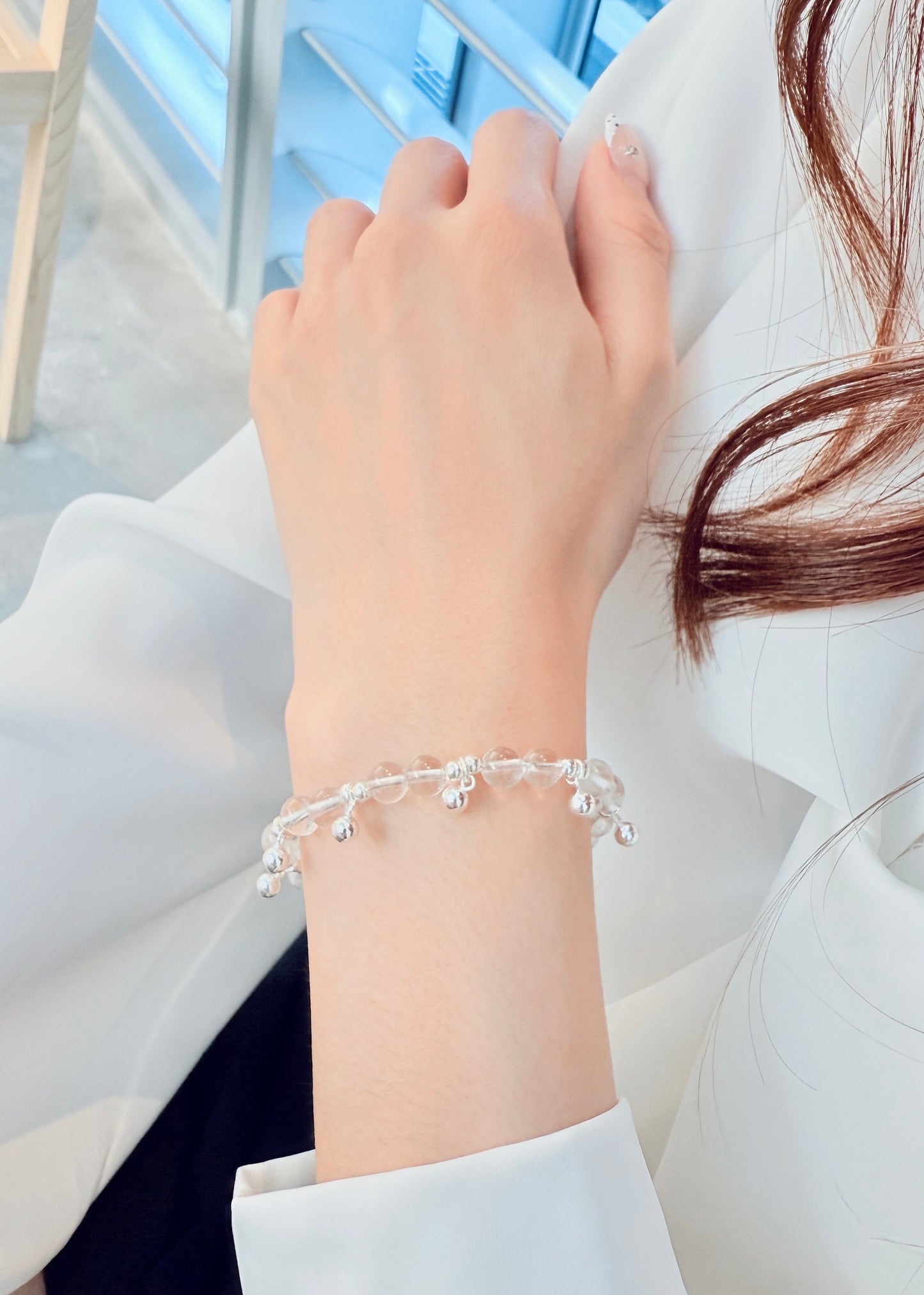 White Crystal Tassel Bracelet