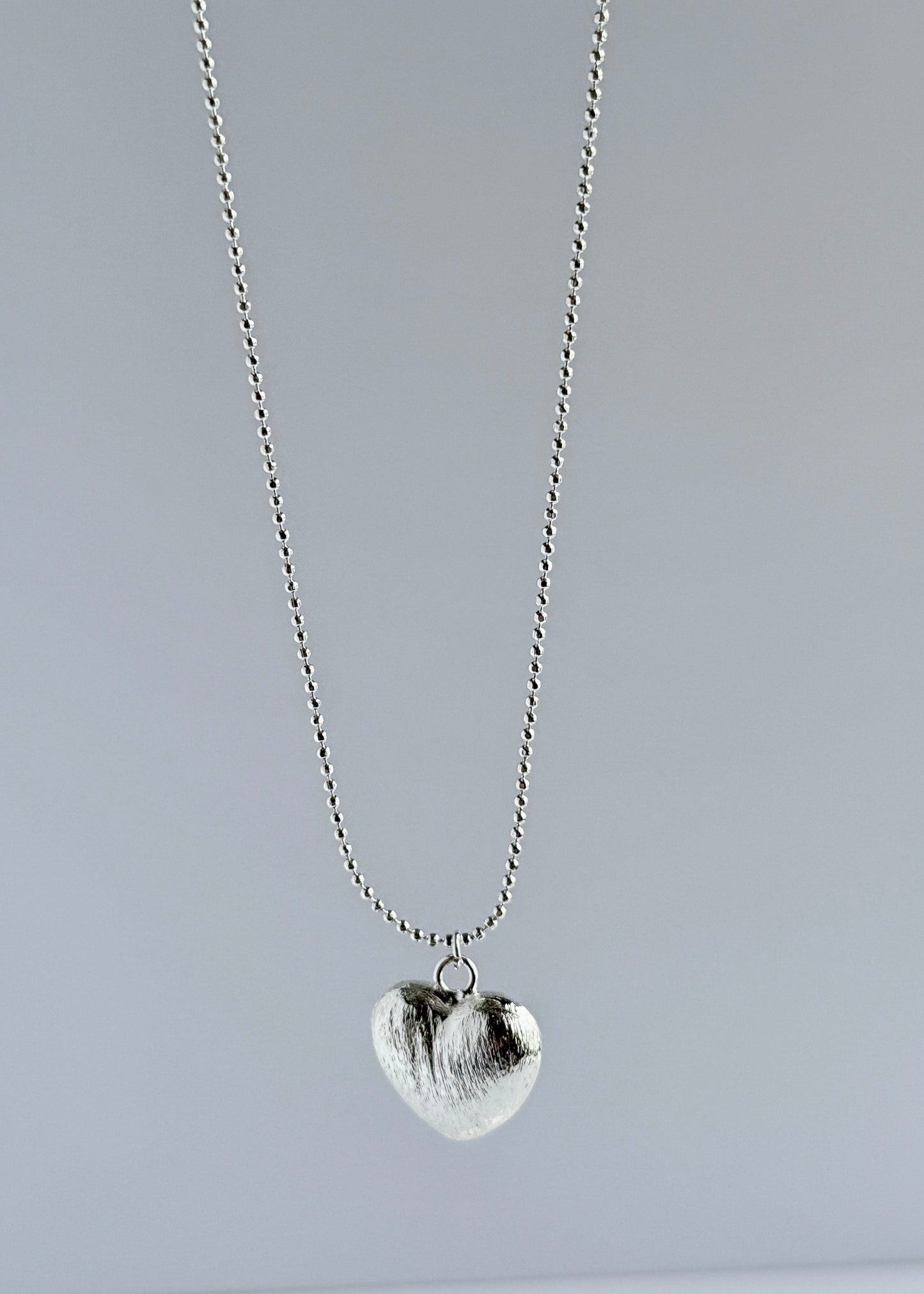 Brushed Metal Heart Pendant Necklace