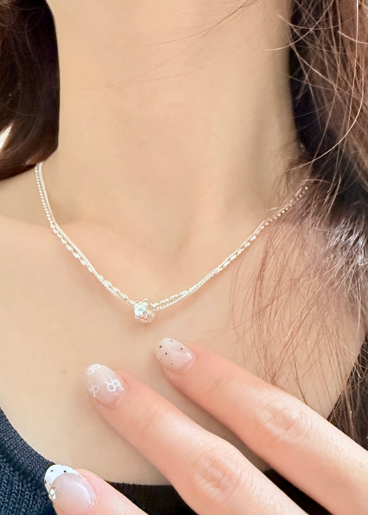 Quilted Motif Double Necklace
