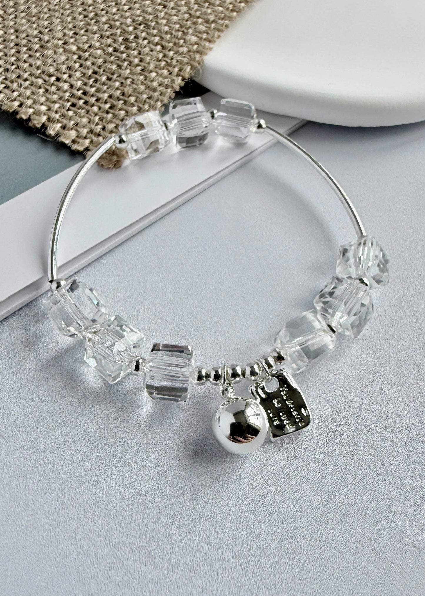Simple White Beaded Bracelet