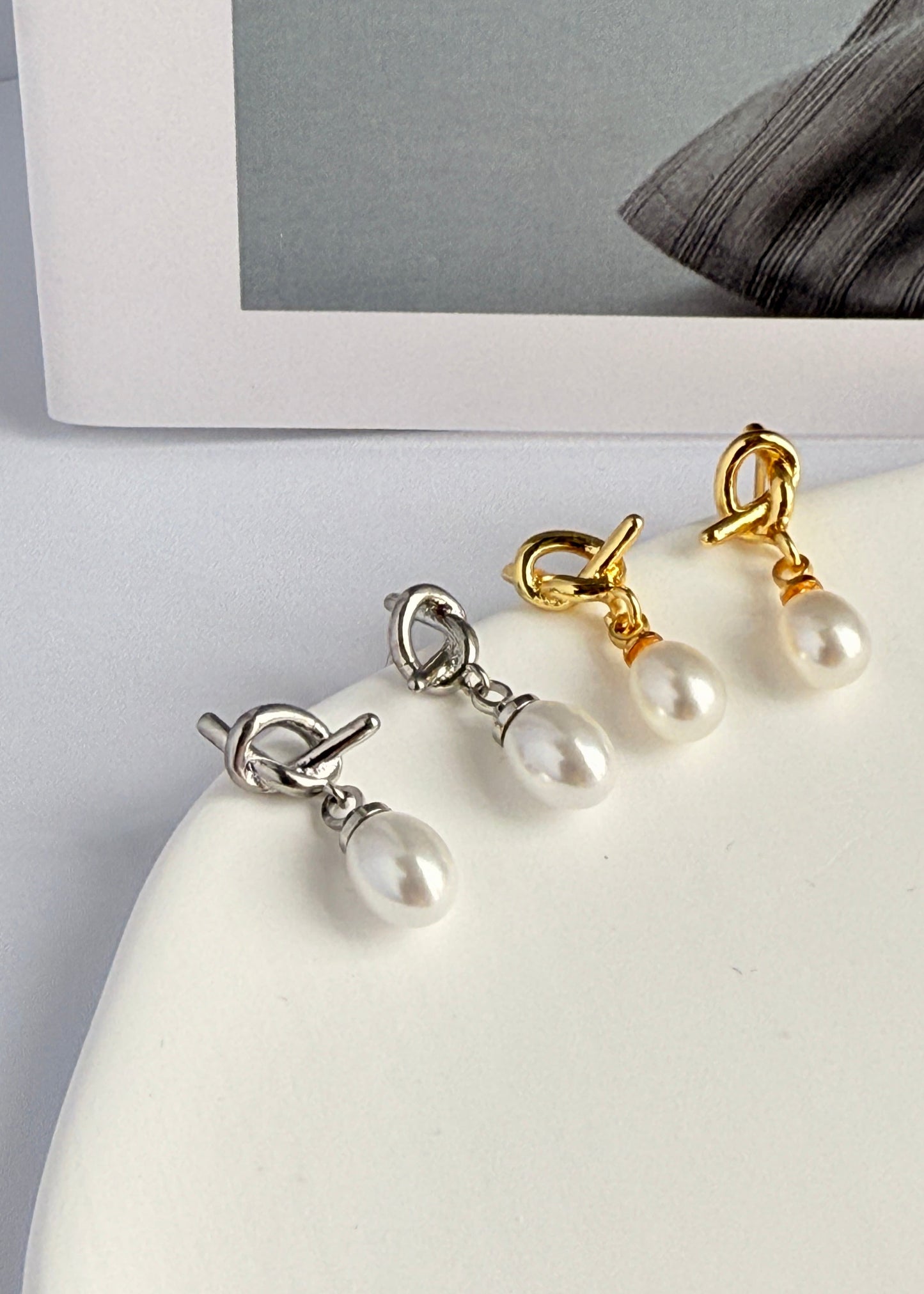 Simple Knotted Pearl Earrings