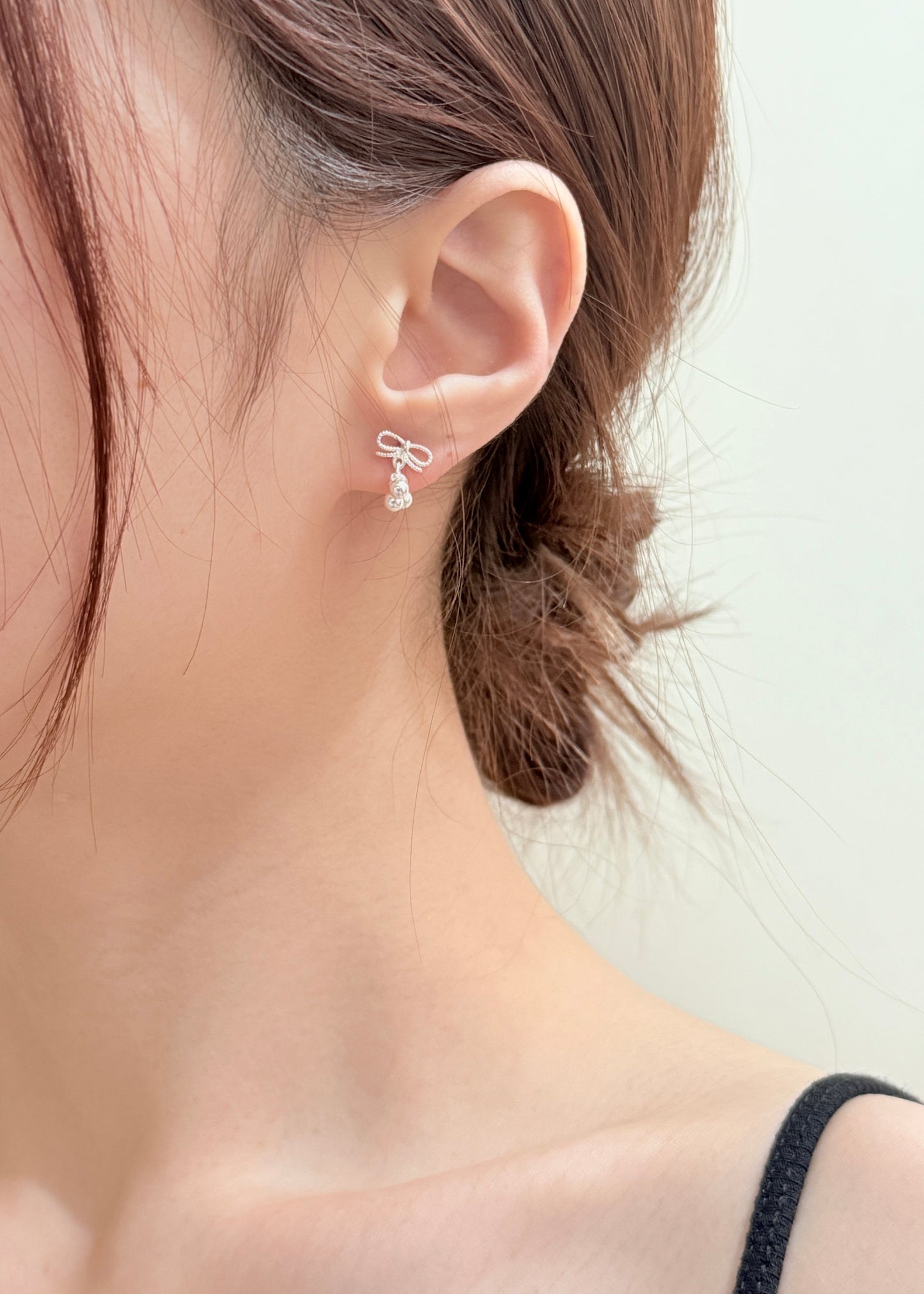 Bowknot Small Round Bead Earrings