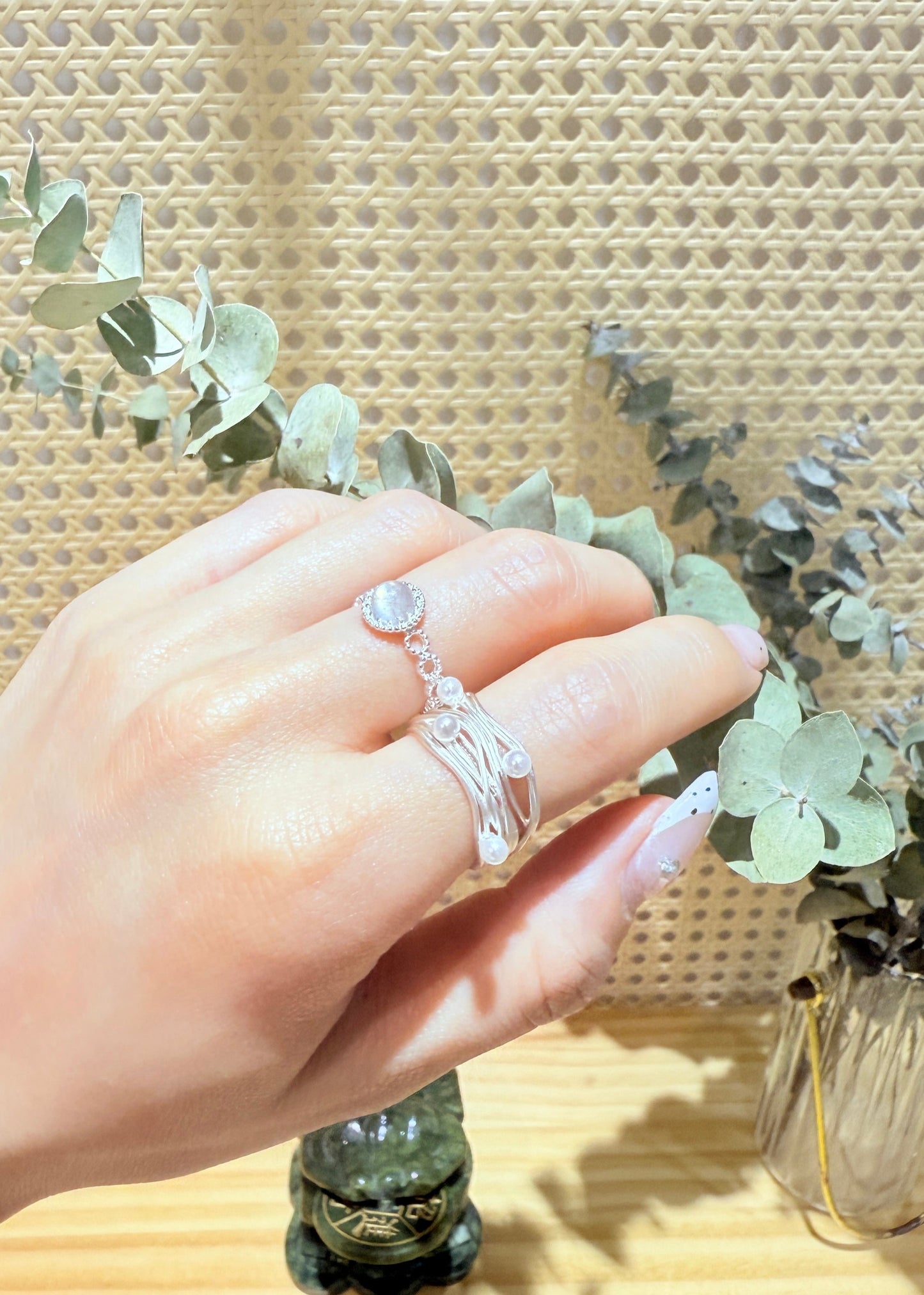 Irregular Multi-layered Metal Pearl Ring