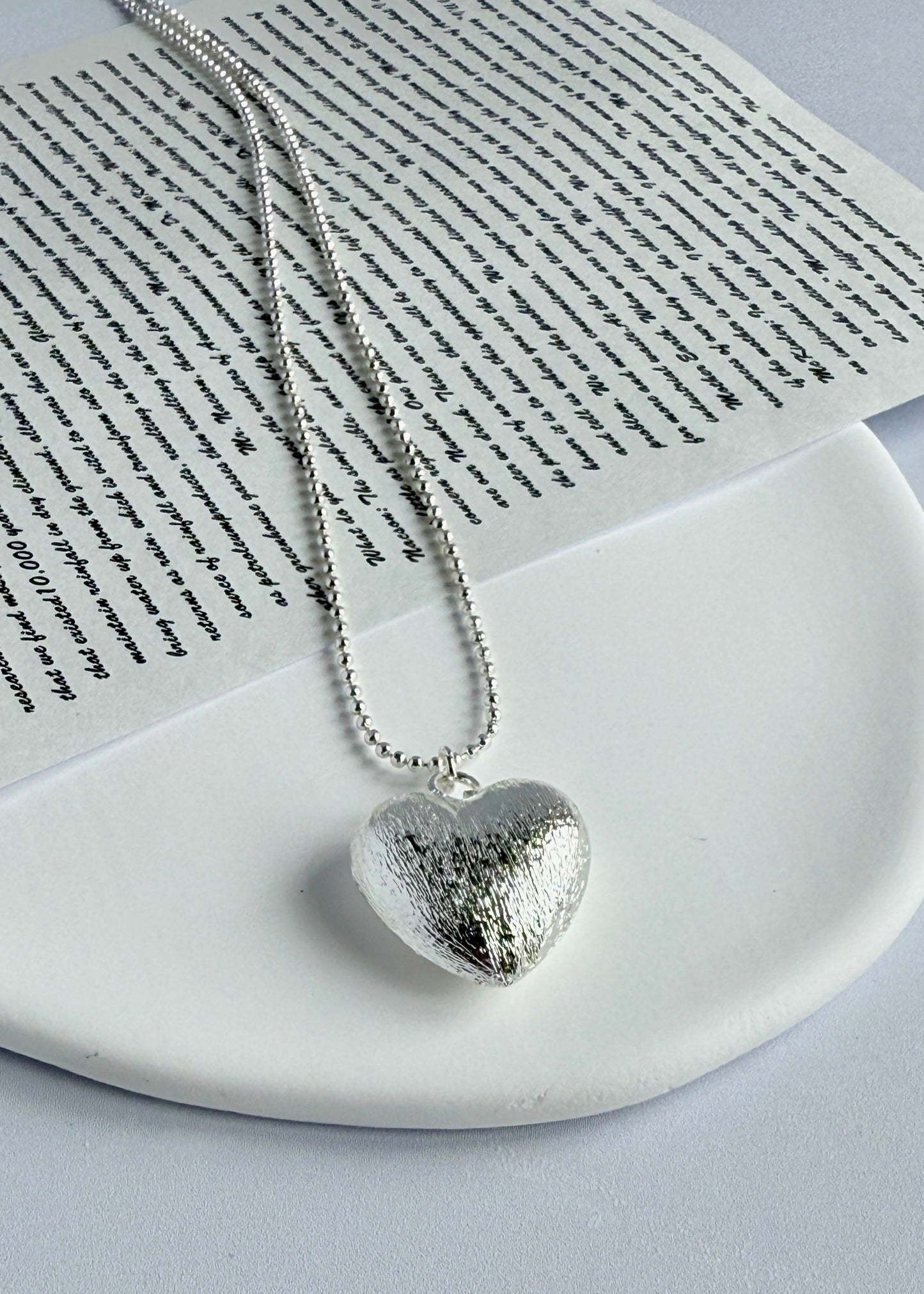 Brushed Metal Heart Pendant Necklace