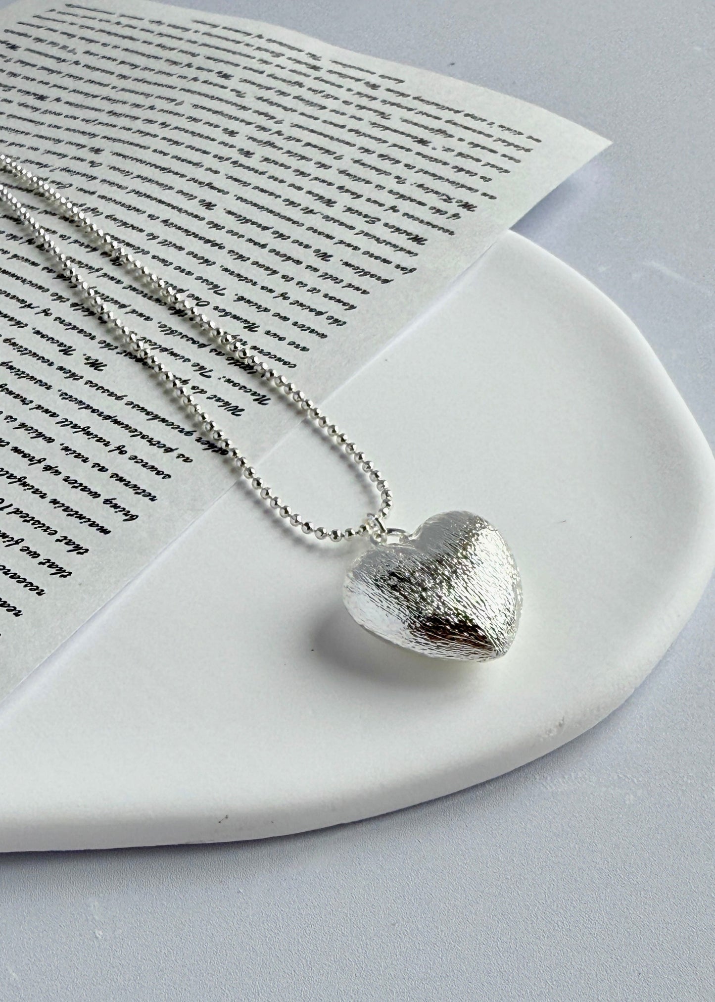 Brushed Metal Heart Pendant Necklace