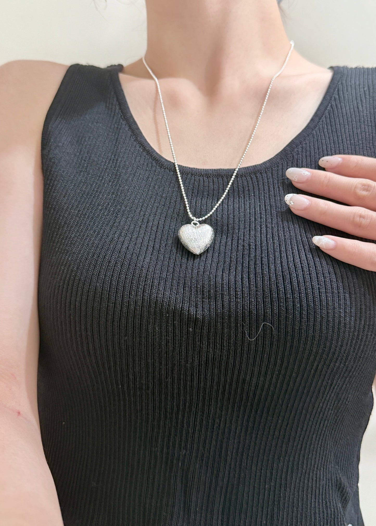 Brushed Metal Heart Pendant Necklace
