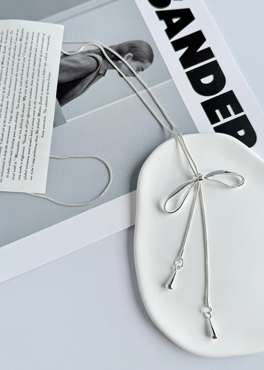 Simple Bow Pull-out Long Necklace