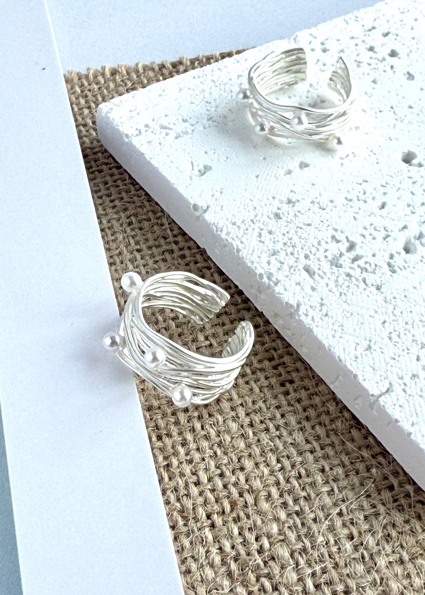 Irregular Multi-layered Metal Pearl Ring