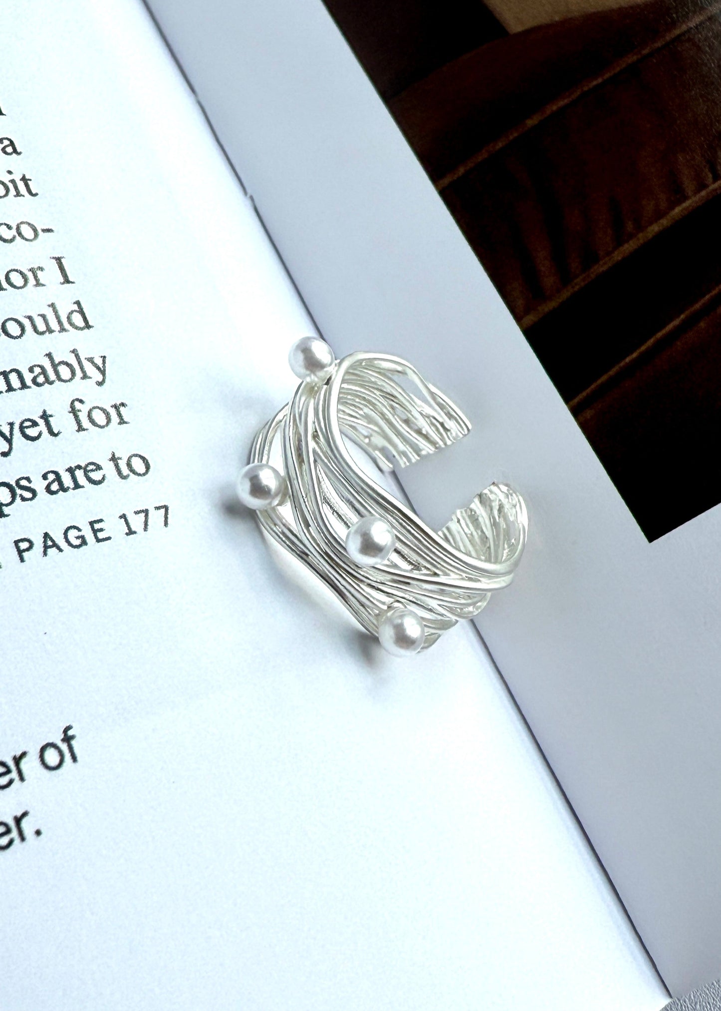 Irregular Multi-layered Metal Pearl Ring