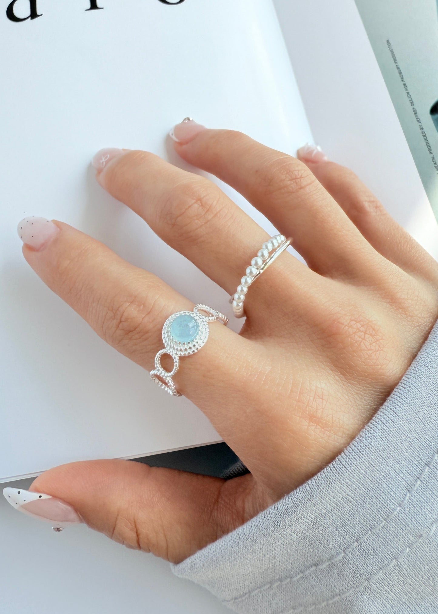 Natural Stone Silver Ring