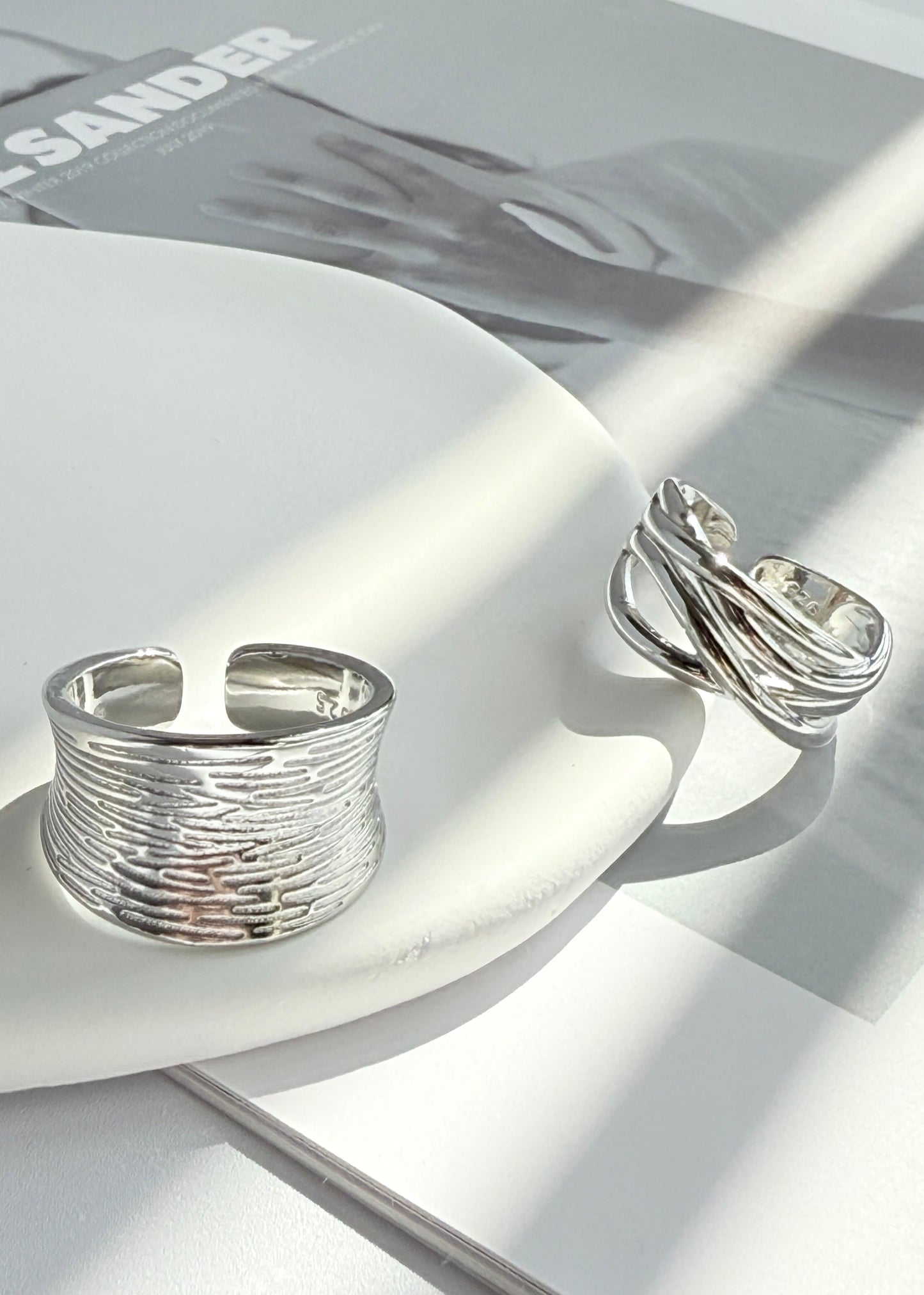 Geometric Wide Stripe Ring