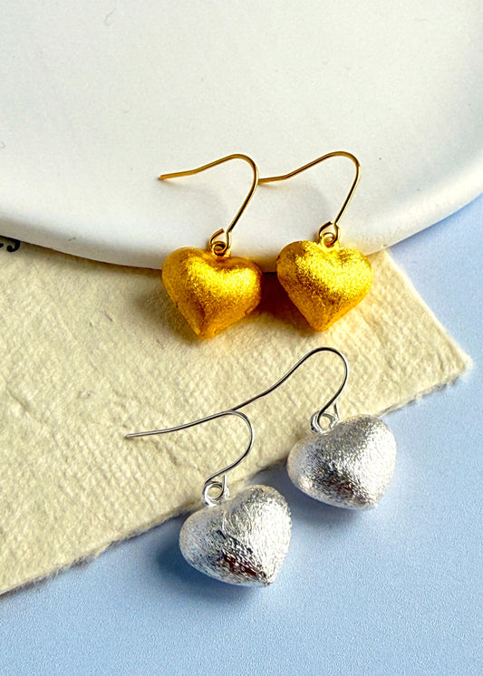 Brushed Heart Earrings