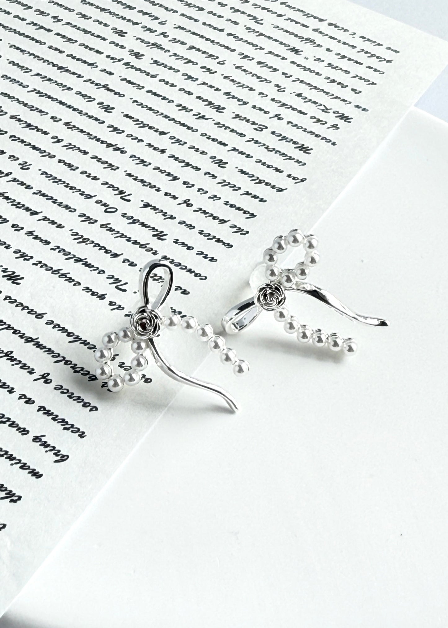 Rose Pearl Bow Earrings