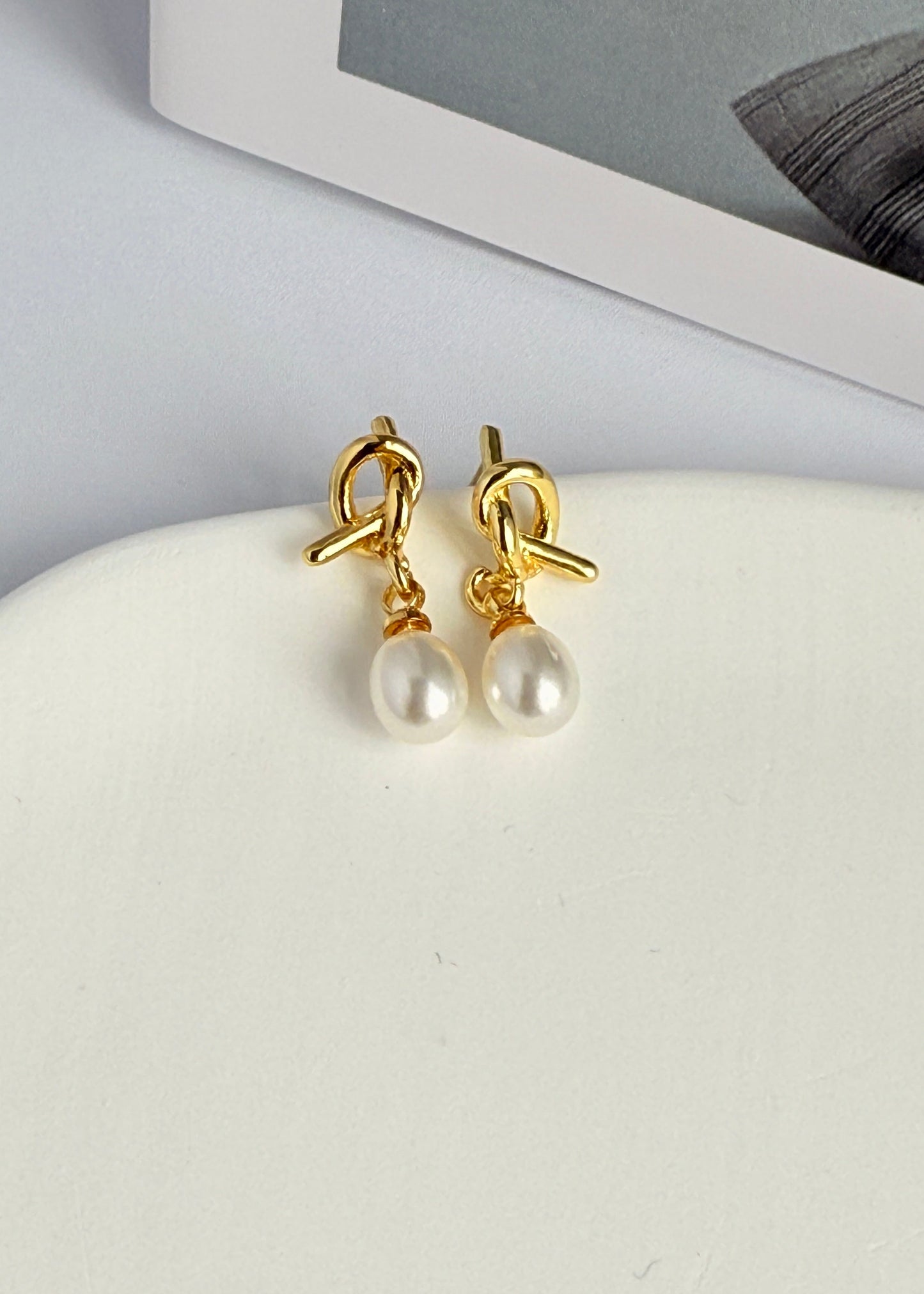 Simple Knotted Pearl Earrings