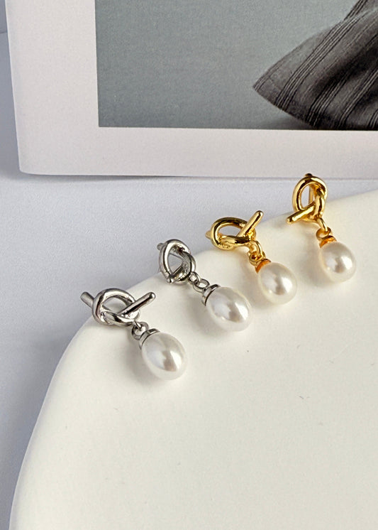 Simple Knotted Pearl Earrings