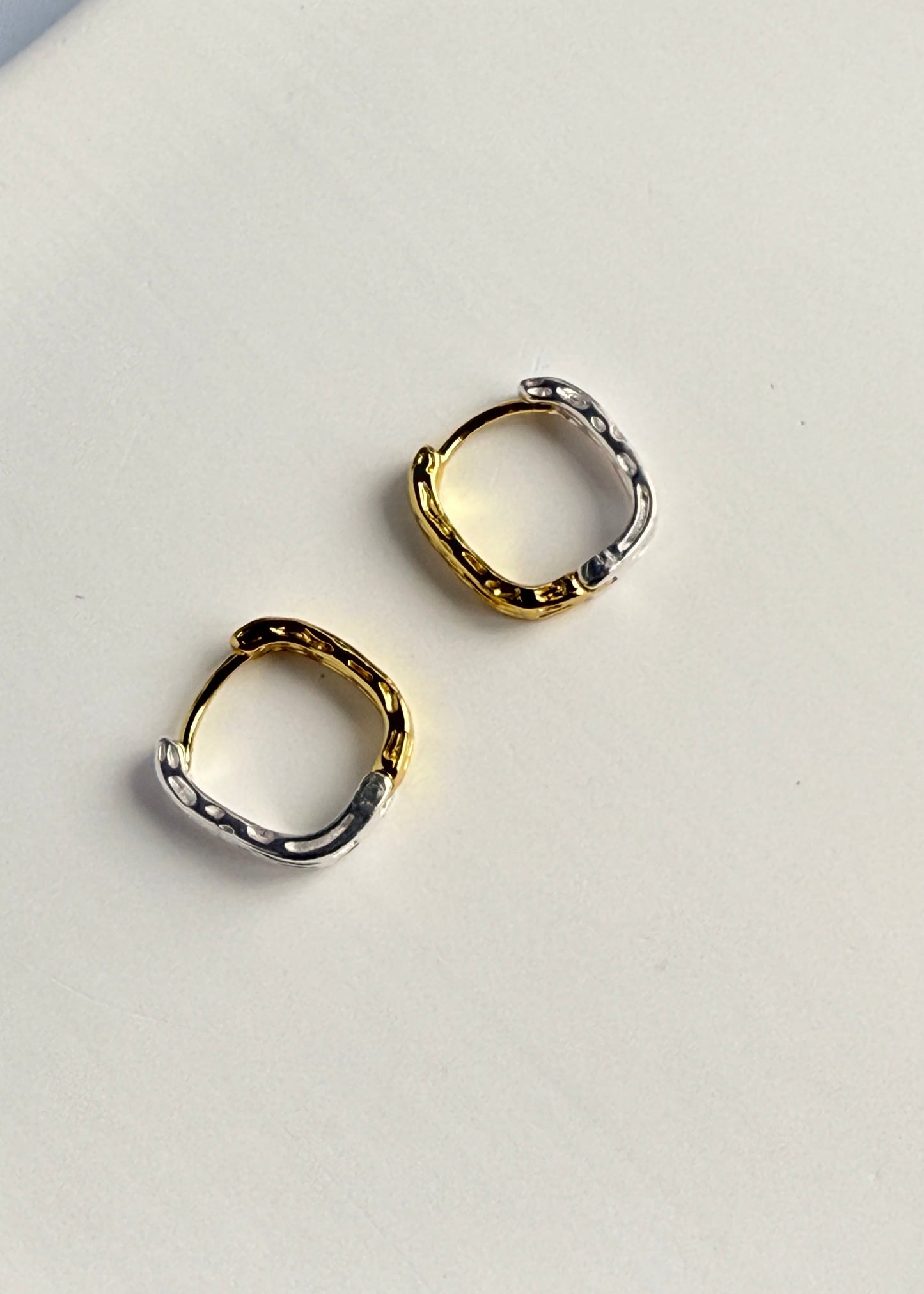 Concave and Convex Color-block Square Earrings