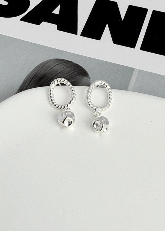 Irregular Textured Round Bead Earrings