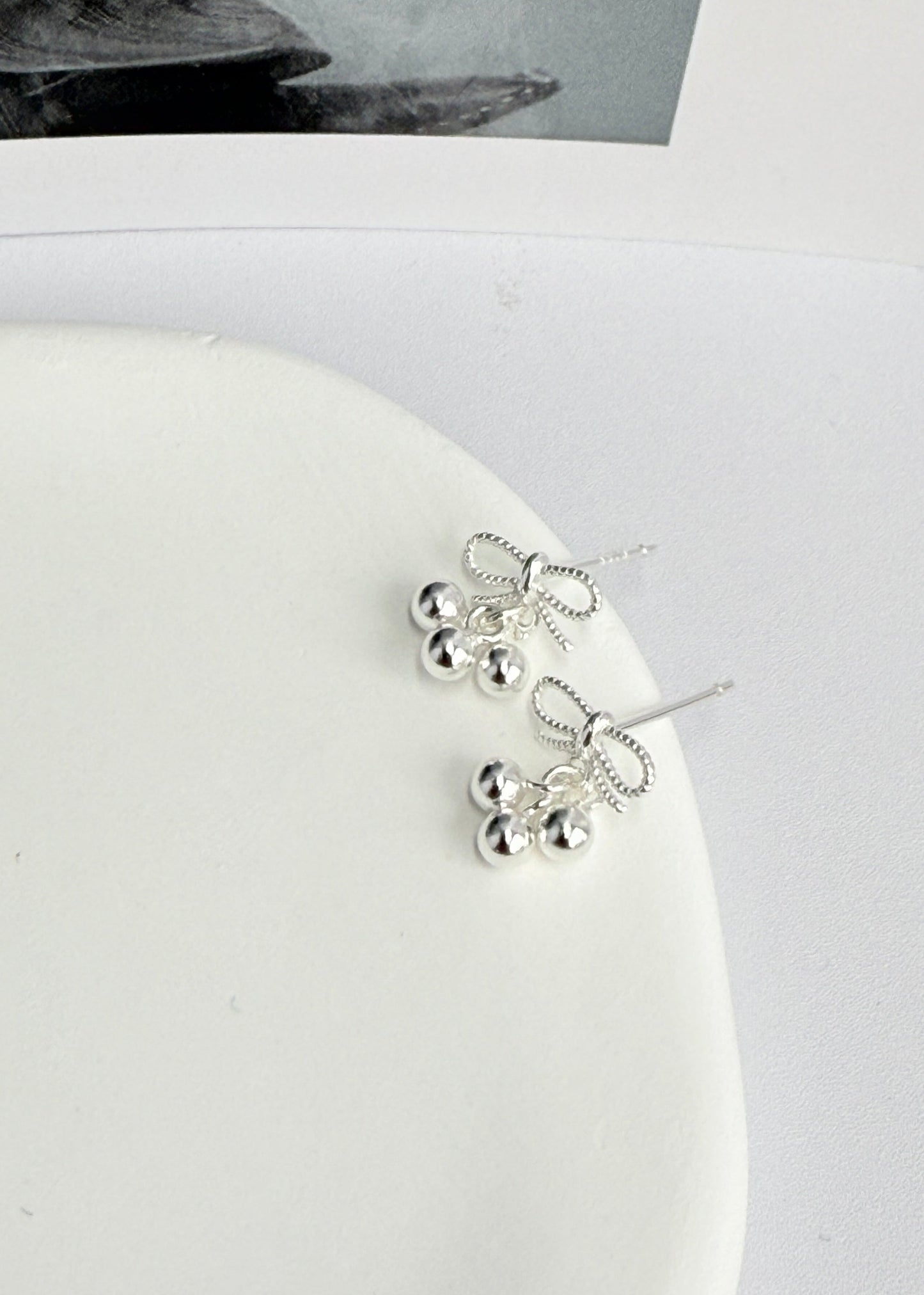 Bowknot Small Round Bead Earrings