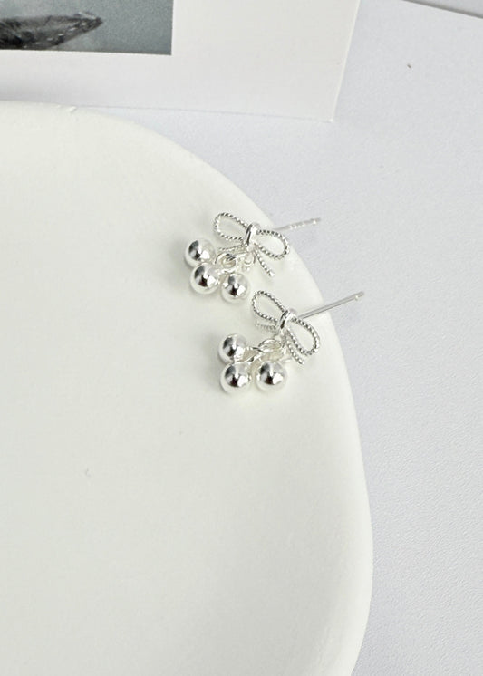 Bowknot Small Round Bead Earrings