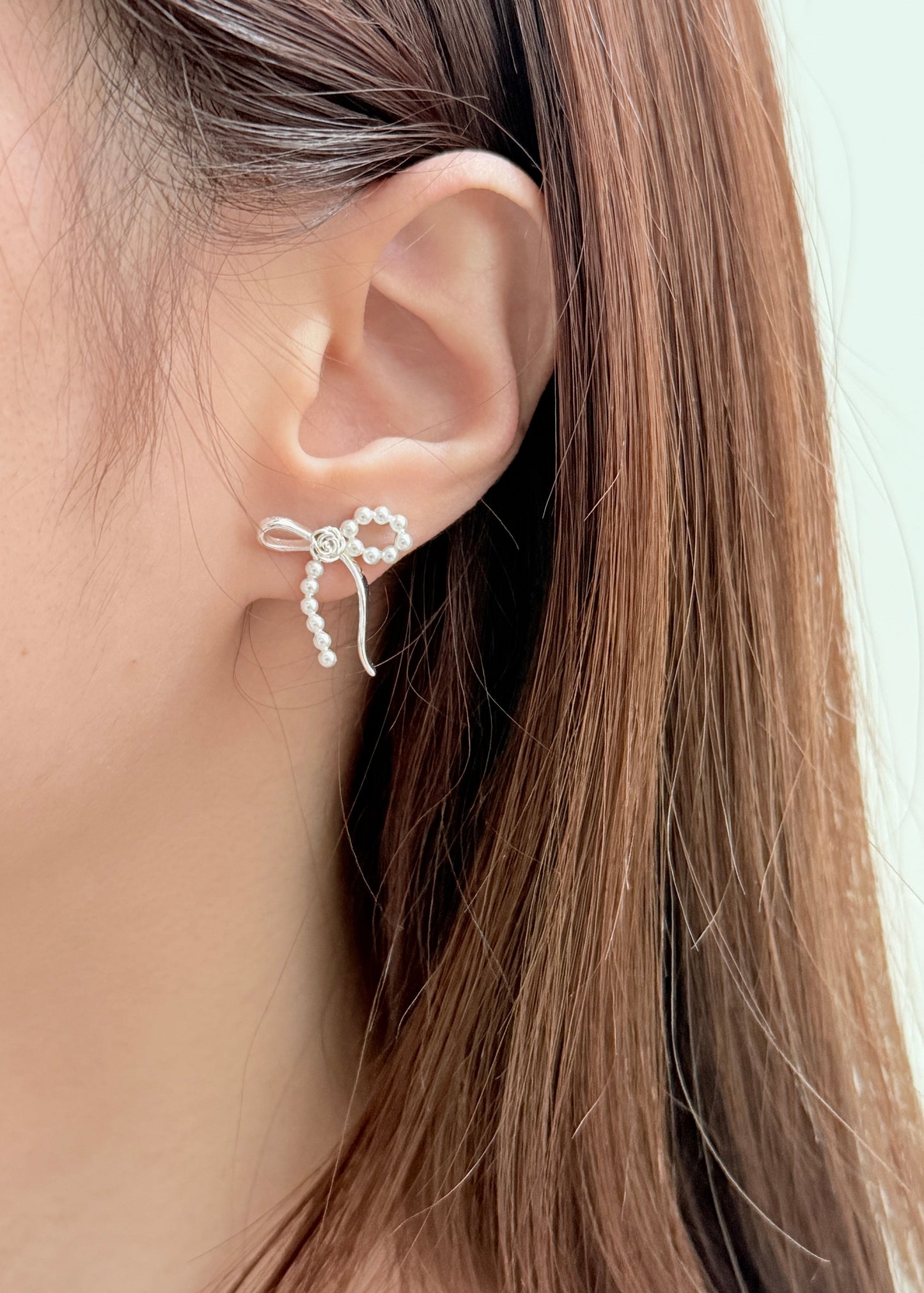 Rose Pearl Bow Earrings