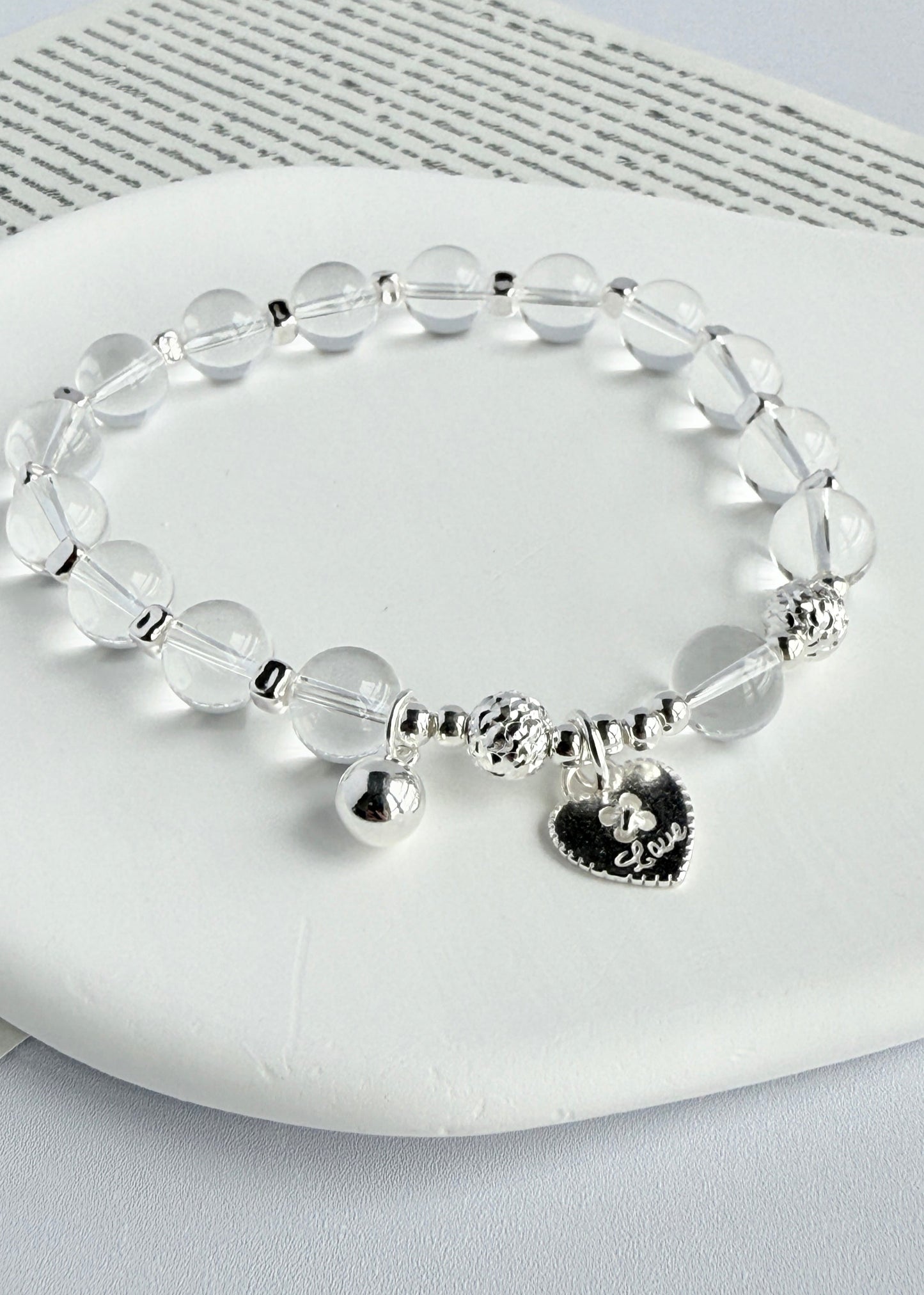 Heart Crystal Glass Bead Bracelet