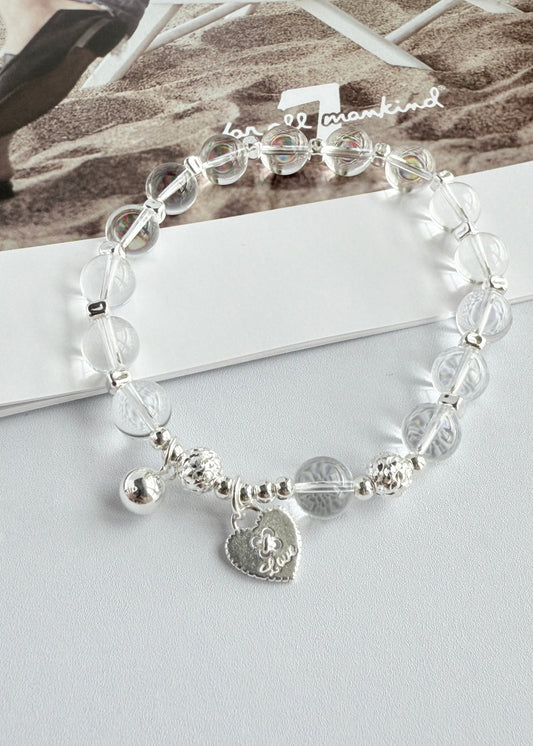 Heart Crystal Glass Bead Bracelet