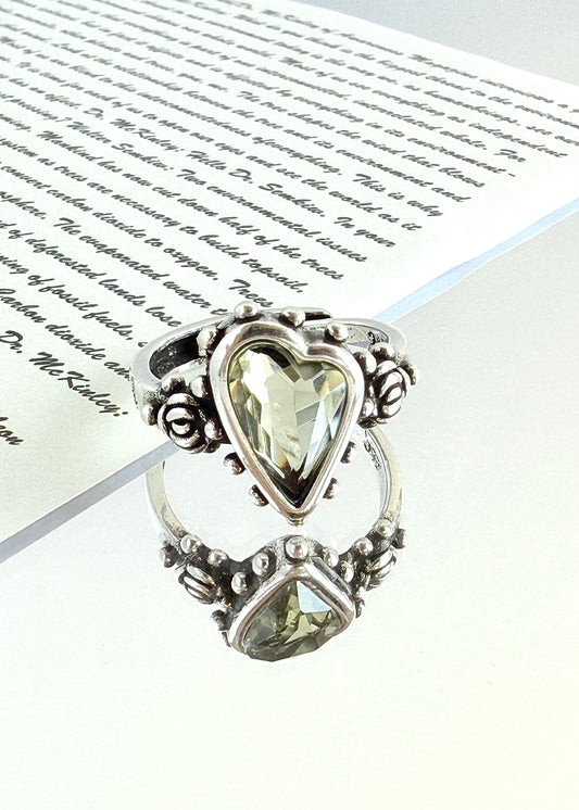 Zirconia Heart Open Ring