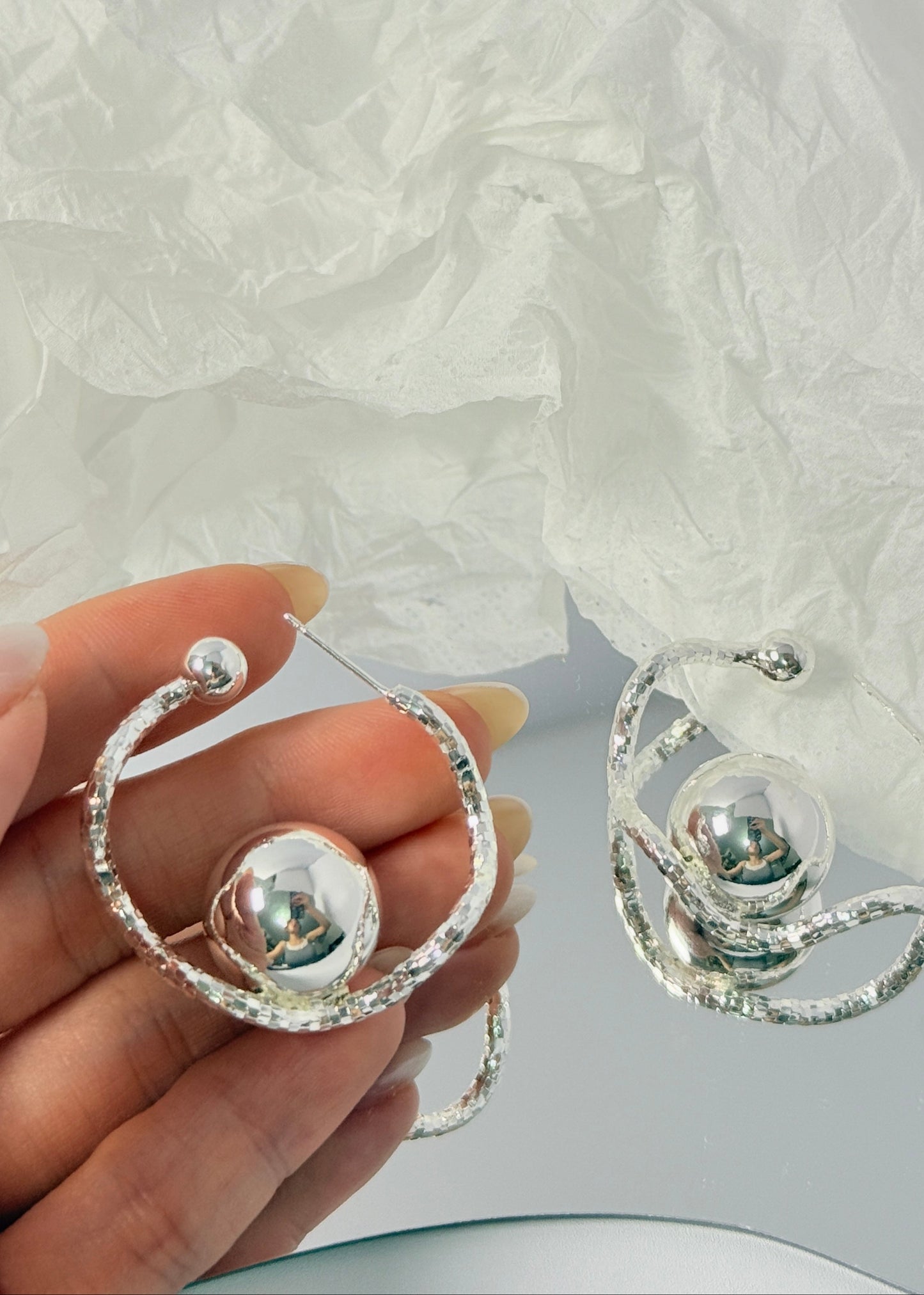 Three-dimensional Irregular Ball Earrings