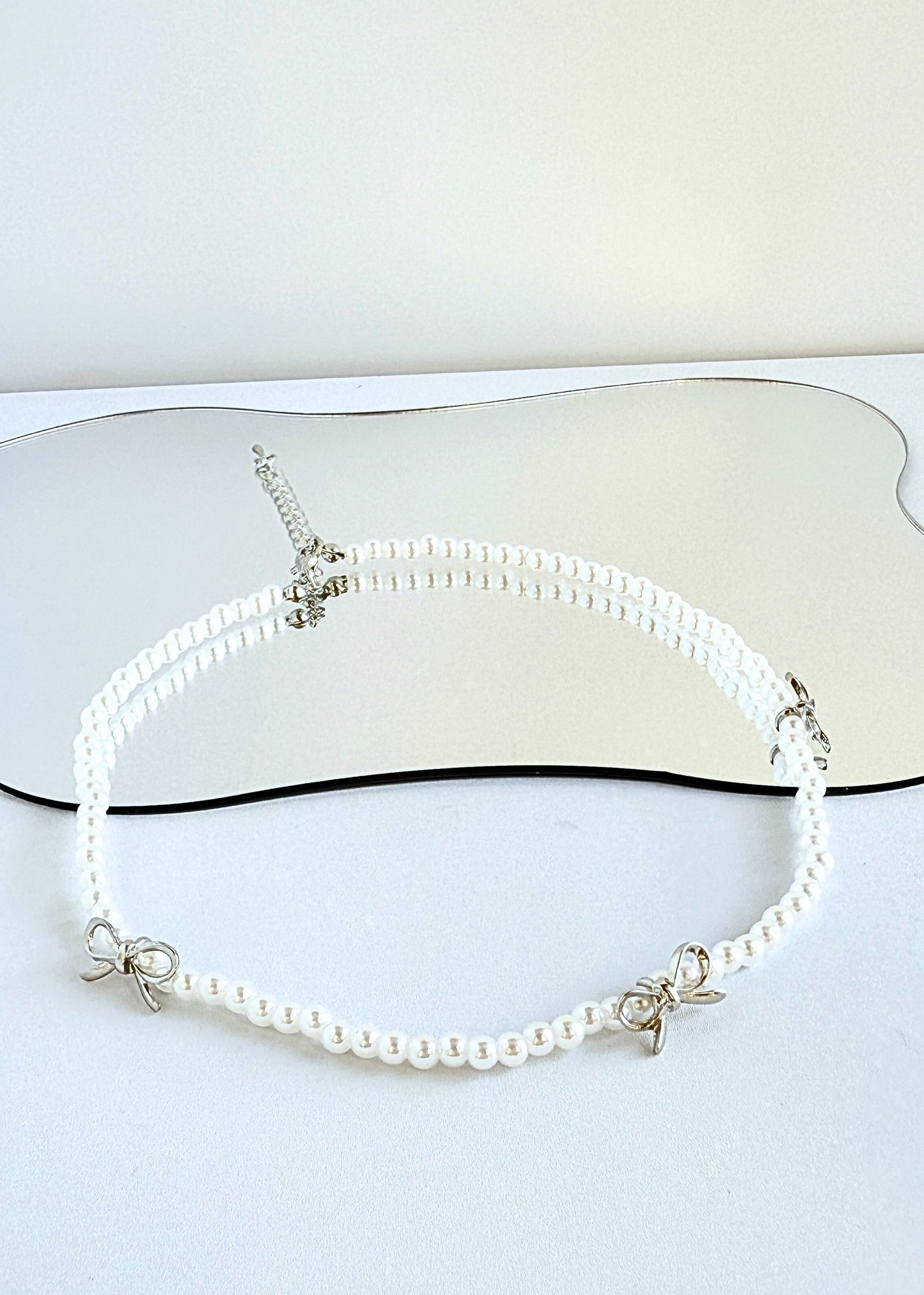 Pearl Bow Necklace and Bracelet